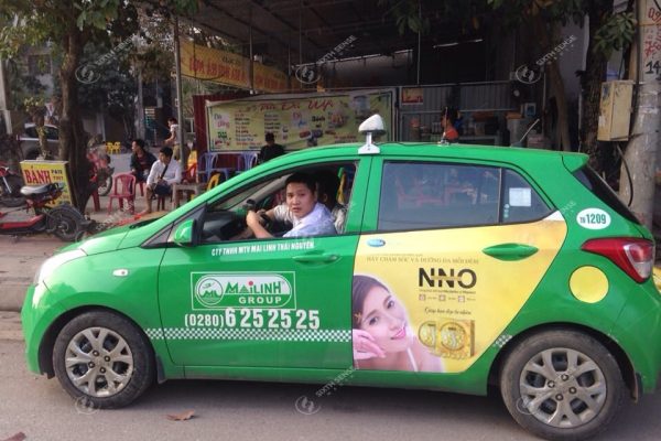 Quảng cáo trên xe taxi Mai Linh tại Bình Dương