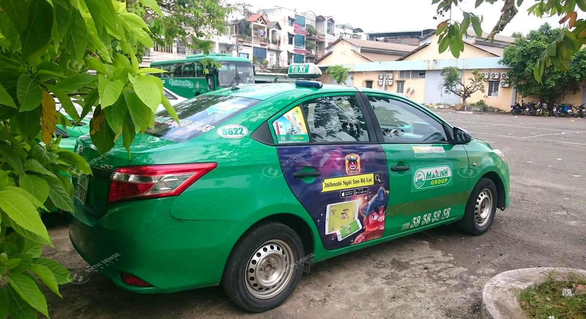 360Mobi quảng cáo trên taxi Mai Linh tại TPHCM