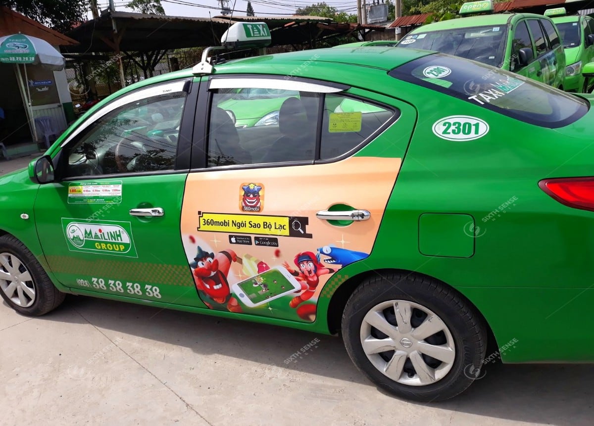 360Mobi quảng cáo trên taxi Mai Linh tại TPHCM