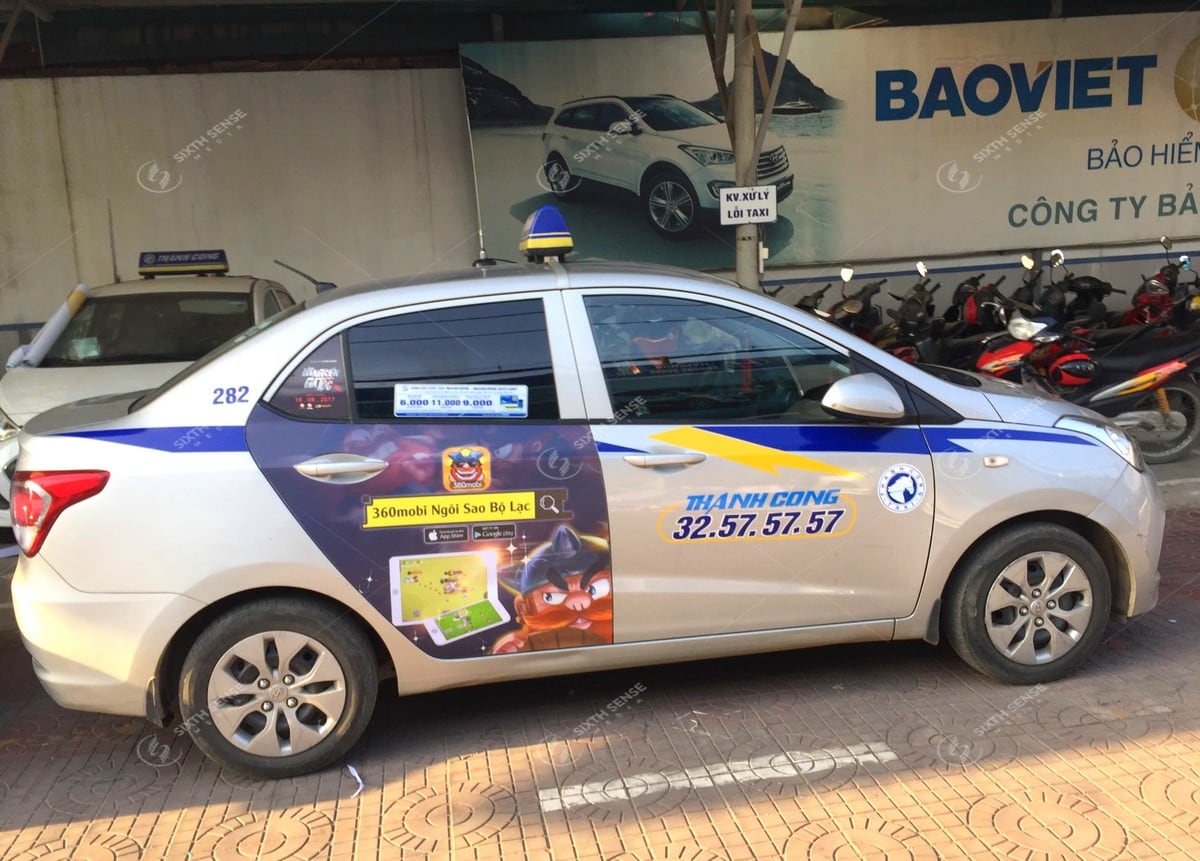 360Mobi quảng cáo trên taxi Thành Công tại Hà Nội