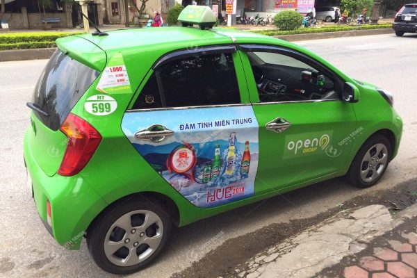 Bia Huda quảng cáo trên taxi Open99 Hà Tĩnh