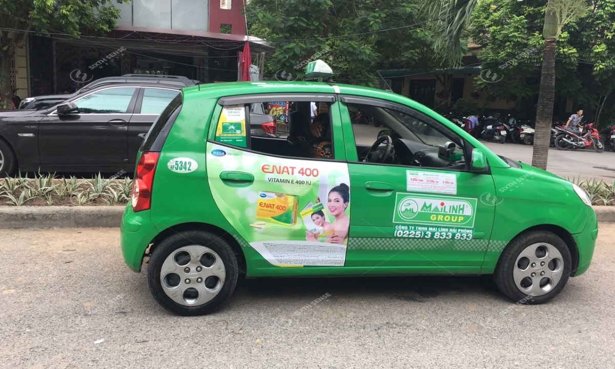 Quảng cáo trên xe taxi Mai Linh tại Hải Phòng