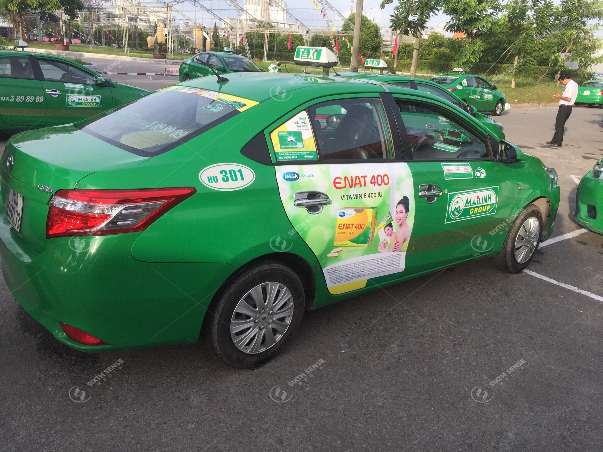 Quảng cáo trên xe taxi Mai Linh tại Huế