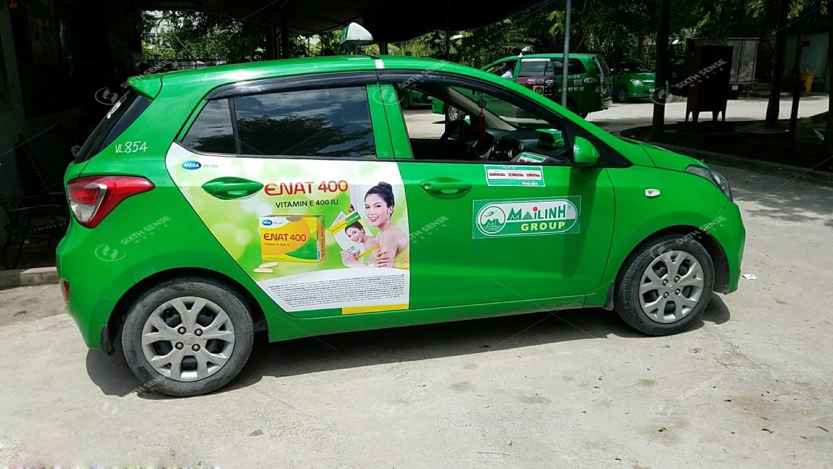 Quảng cáo trên xe taxi Mai Linh tại Vĩnh Long