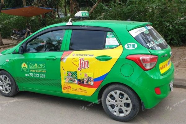 Mì cay Hàn Quốc Jin quảng cáo taxi Mai Linh tại Hà Nội