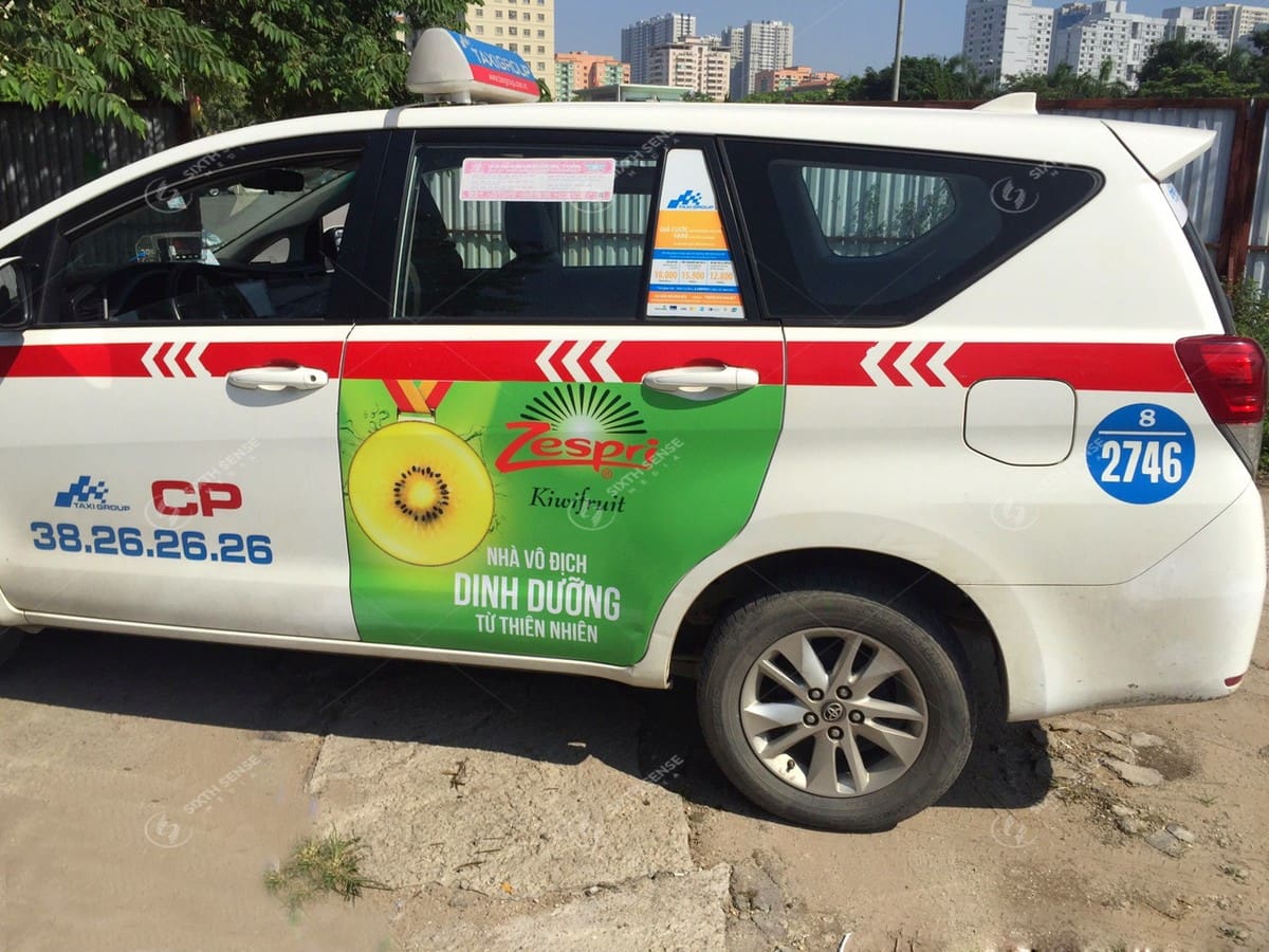 Quảng cáo trên xe taxi Group tại Hà Nội cho Kiwi Zespri