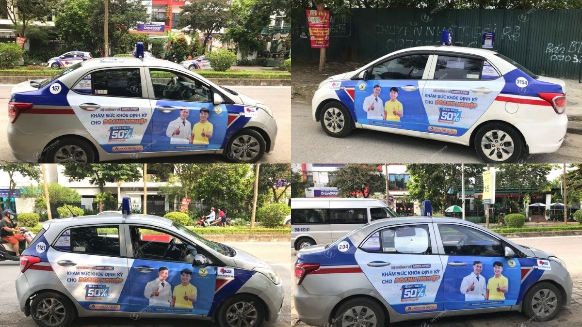 Medlatec quảng bá gói khám sức khỏe doanh nghiệp trên 50 xe taxi G7. (Nguồn: Dự án SSM)