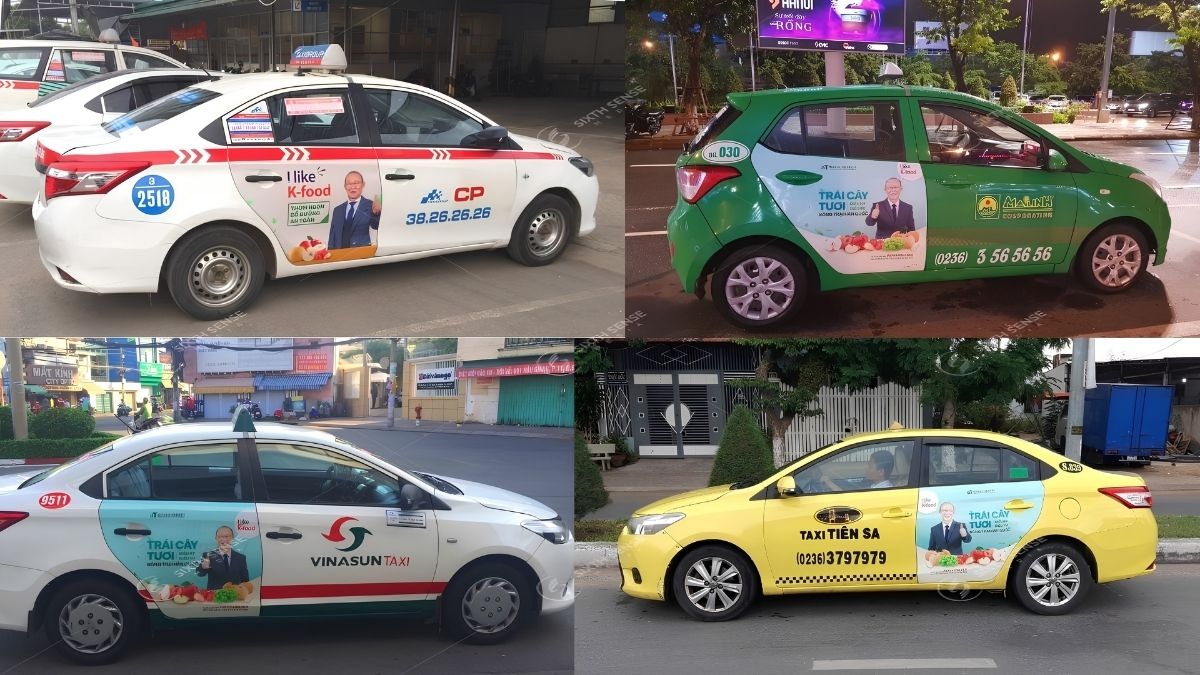 Giá quảng cáo trên xe taxi thay đổi theo khu vực, hãng xe và quy mô triển khai. (Nguồn: Dự án SSM)